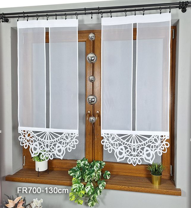 Firany Panelowe – Zestaw 2 Paneli Z Ażurem – Fr700 - 120Cm