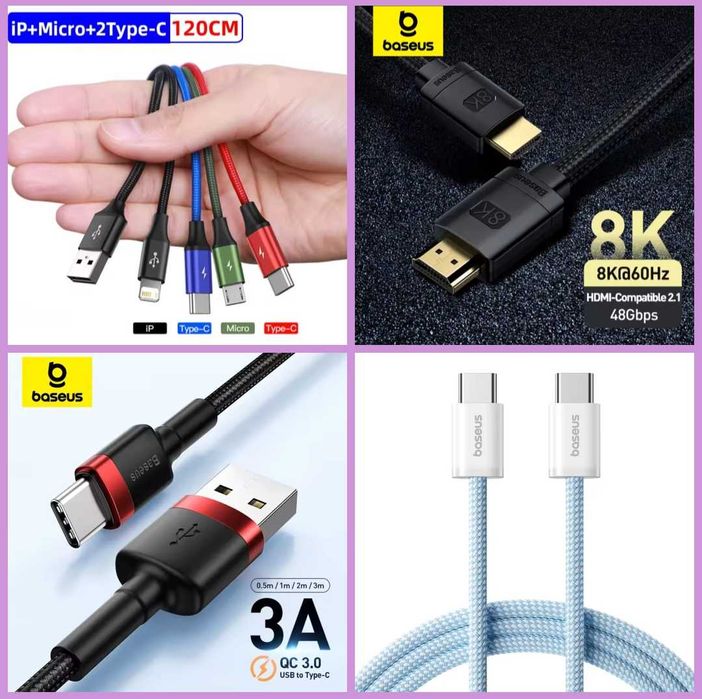Кабель Baseus HDMI 8K, кабель Type-C
