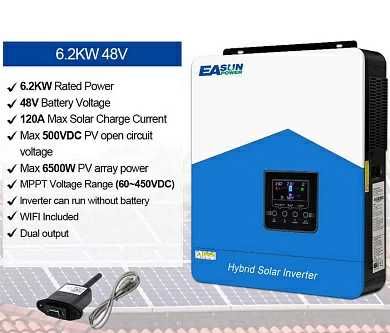 НАЛИЧИЕ! Гибридный инвертор EASUN 6.2kW 48V ISolar-SMH-III WiFi