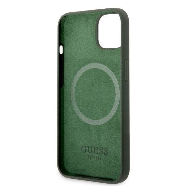 Guess Etui Silicone Logo MagSafe Zielony do iPhone 13/14/15 6.1"