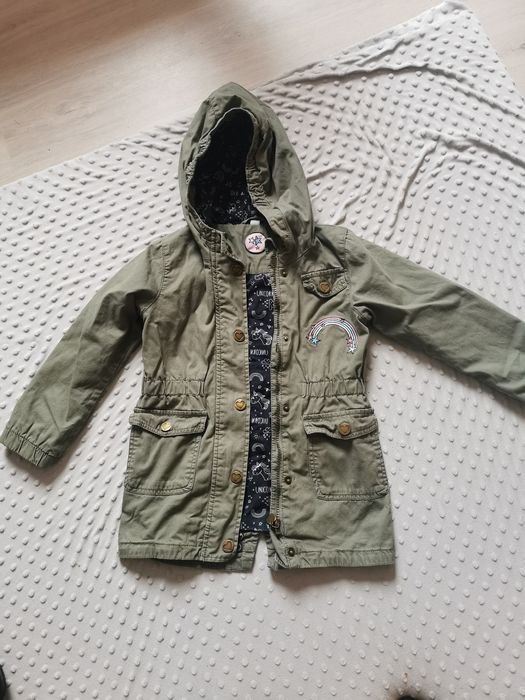 Parka khaki tęcza jednorożce r. 110-116