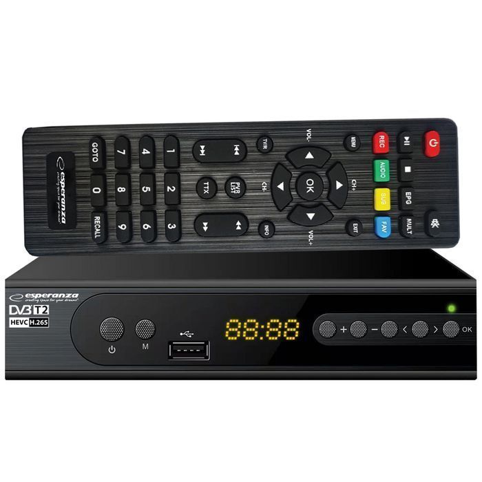 Tuner cyfrowy telewizji naziemnej DVB-T2 H.265/HEVC Esperanza EV106R