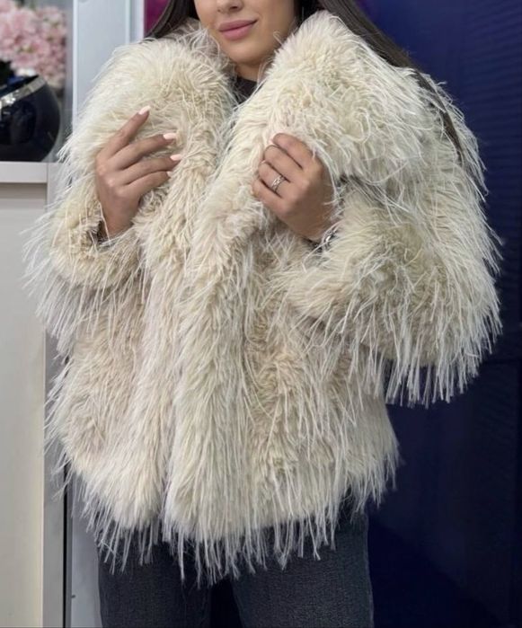 Еко шубка хутро страус