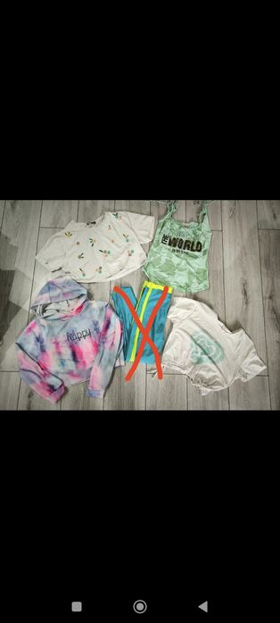 Paka ubrań 140 dla dziewczynki zestaw bluza koszulka crop top