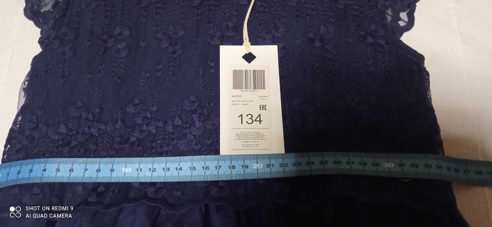 Sukienka granatowa dziewczęca 134 i białą bluzka zestaw