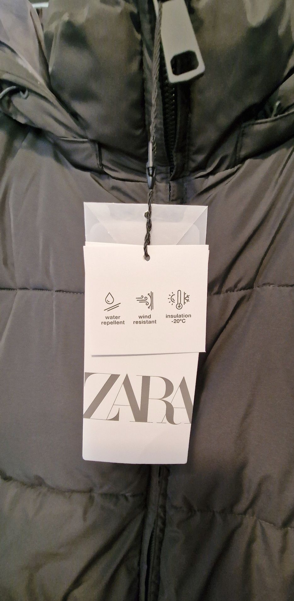 Długa kurtka puchowa zimowa  Zara wodo I wiatroodporna