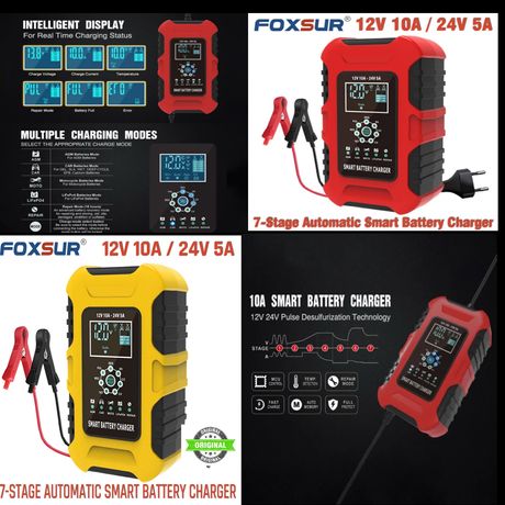 Foxsur 12V/10A-24V 5A/Автоматическое Зарядное устройство для авто/Ориг