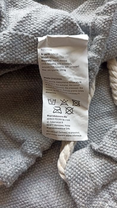 Hamak ogrodowy szary