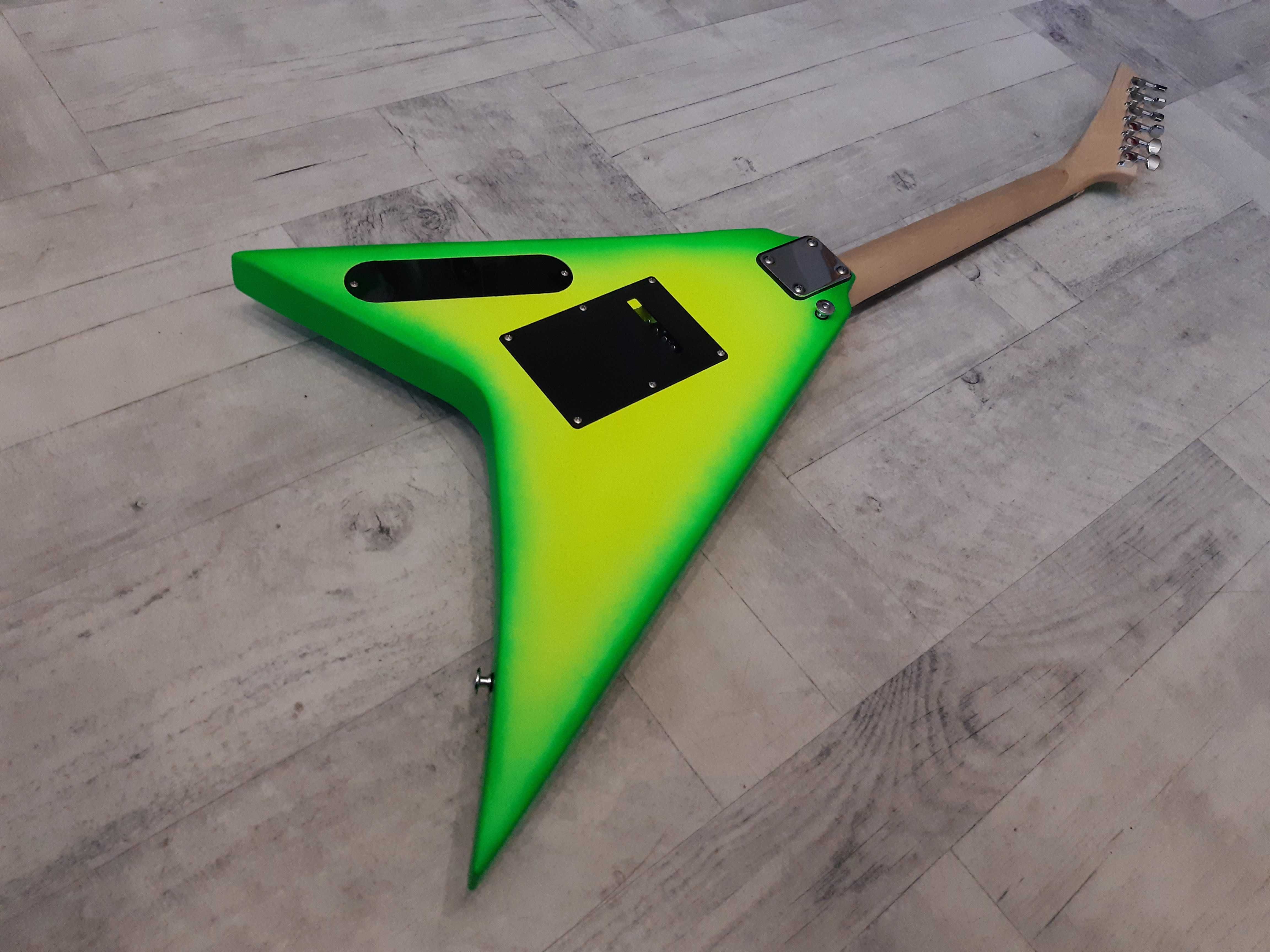 Gitara  do Metalu V-ka -yellow-green neon - wysyłka Gratis lub zamiana