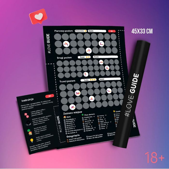 Erotyczna gra Love Guide plakat-zdrapka dla par (18+)