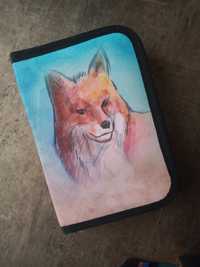 Piórnik pastelowe tęczowe kolory lis pies
