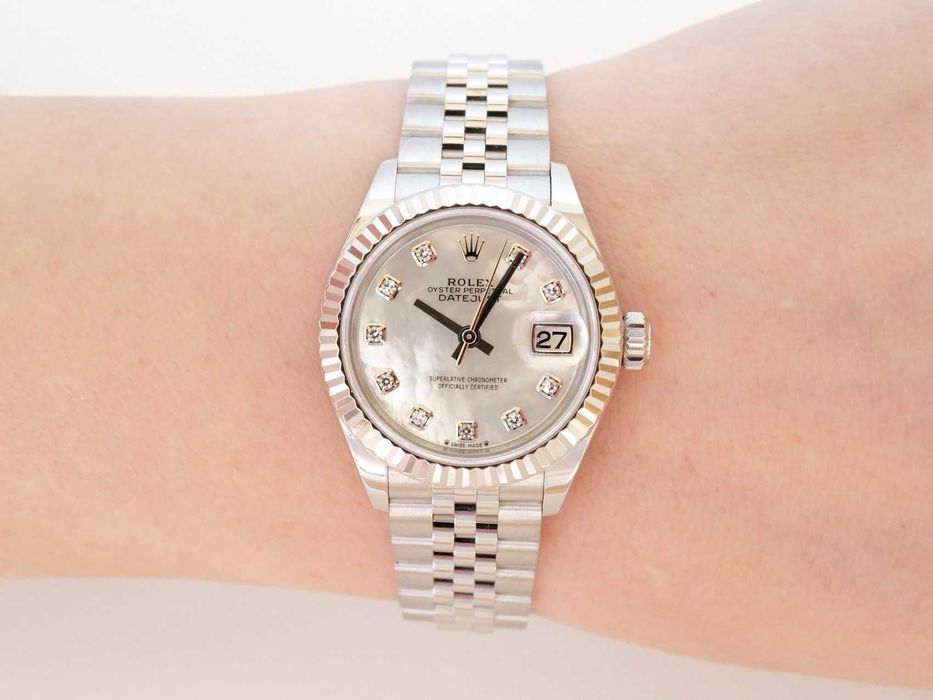 Rolex Lady-Datejust 28mm Jubilee Steel 18K White Gold MOP Diamond Dial