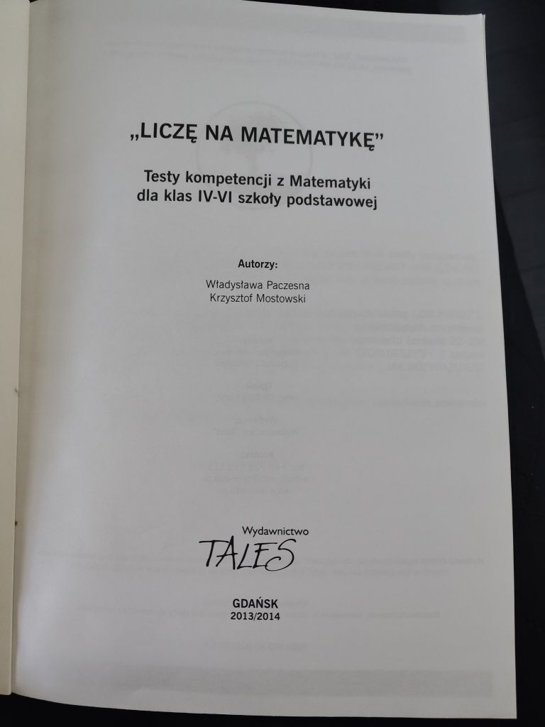 Liczę na matematykę Testy ok.4-6 podstawowa