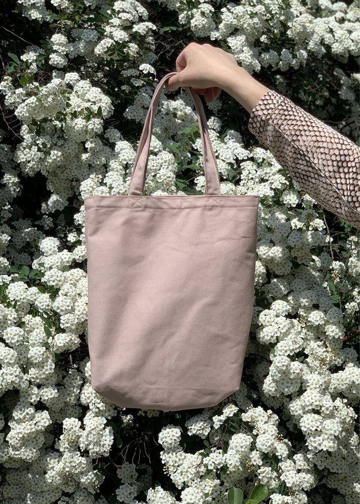 Эко-сумка шопер, пудрового(рожевого) і бежевого кольорів, два розміри