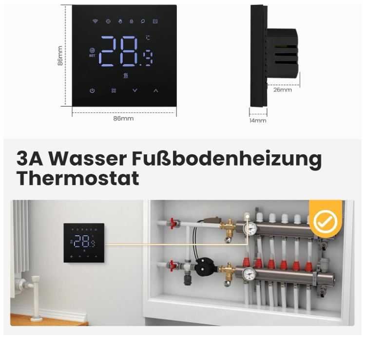 Inteligentny termostat Wifi MIUCDA WT410-WH-3A-B wodne ogrzewanie