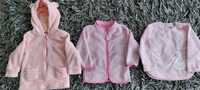 3 pastelowe bluzy dla dziewczynki róż Oeko-Tex stan bdb 86/92