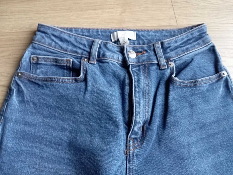 Niebieskie dżinsy jeansy wysoki stan high waist H&M 36
