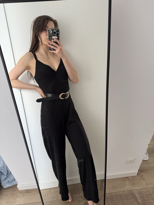 Kombinezon czarny miss selfridge z paskiem