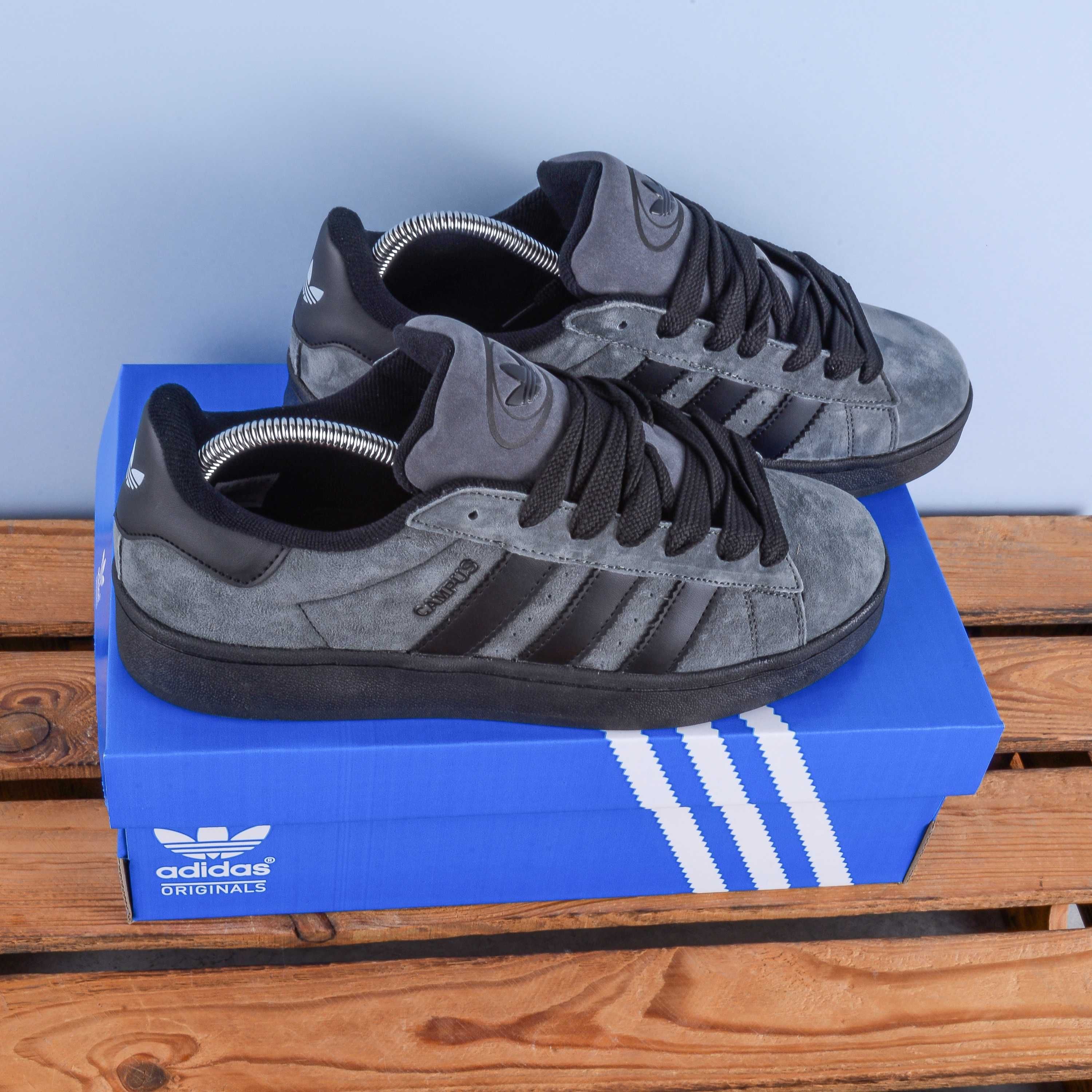 (1947) Чоловічі Кросівки кеди Adidas Campus сірі з чорною (41-45)