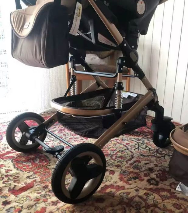 Carrinho de bebé 3 em 1 novo - Castanho