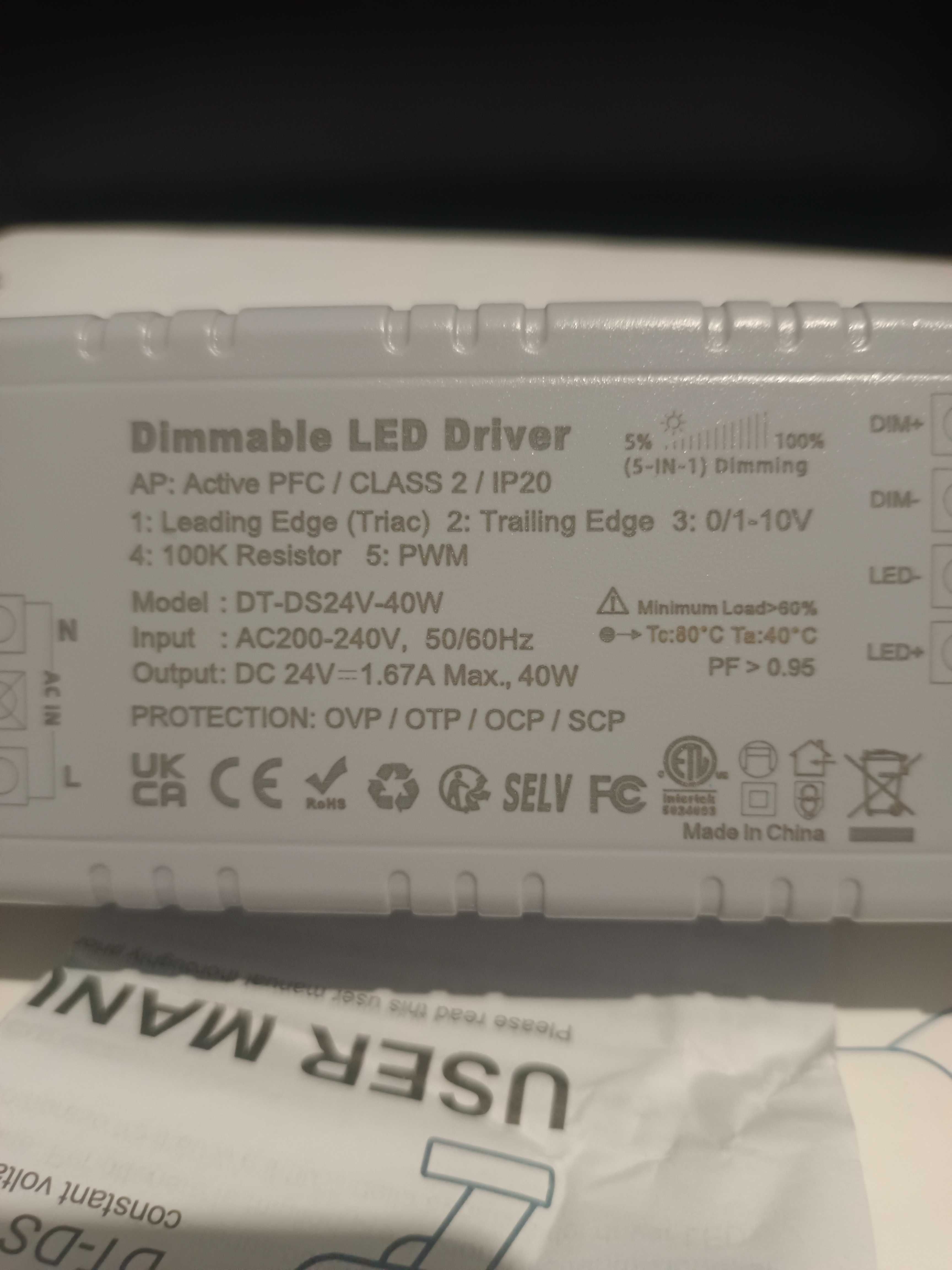 Transformator LED Ściemnialny 24V 40W zasilacz