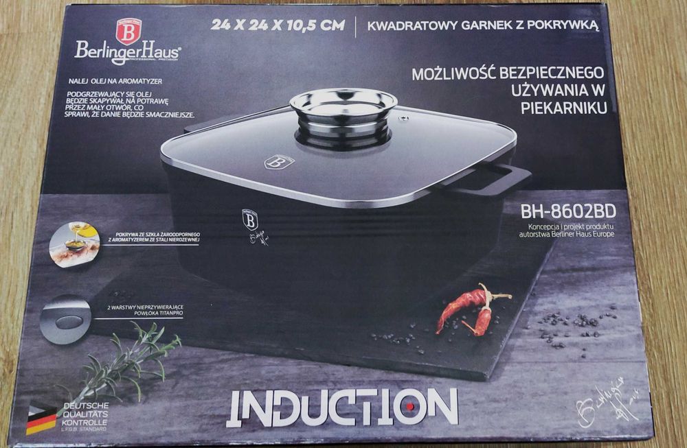 Brytfanna z pokrywką i aromatyzerem 24 x 24 x 10,5 cm Berlinger Haus.