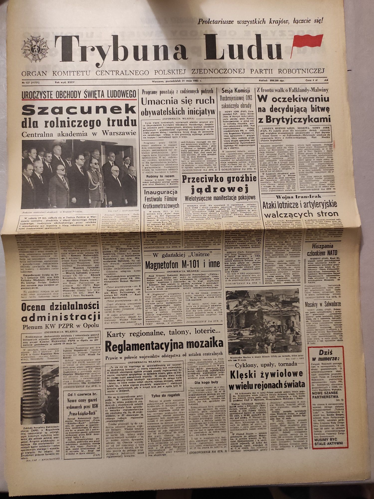 Trybuna ludu 31 mają 1982 rok