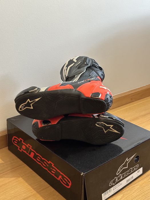 Botas Alpinestars Supertech R – Black/Red Fluo/White/Gray – Tamanho 43