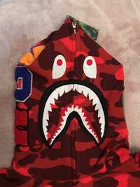 a bathing ape red camo shark