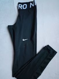 Czarne legginsy Nike pro gym trening wstawki siateczki XS.