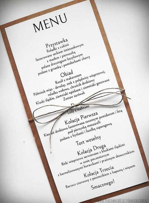 Karta menu z winietką