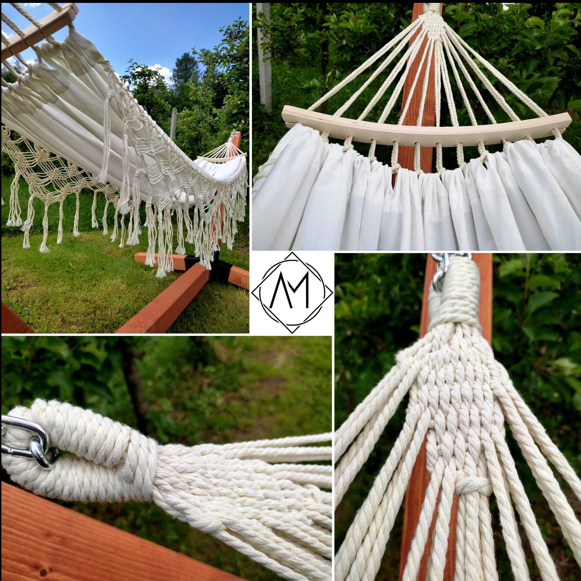 STELAŻ 10x10cm + HAMAK Boho Bawełna z Drążkami NAJSOLIDNIEJSZY Zestaw