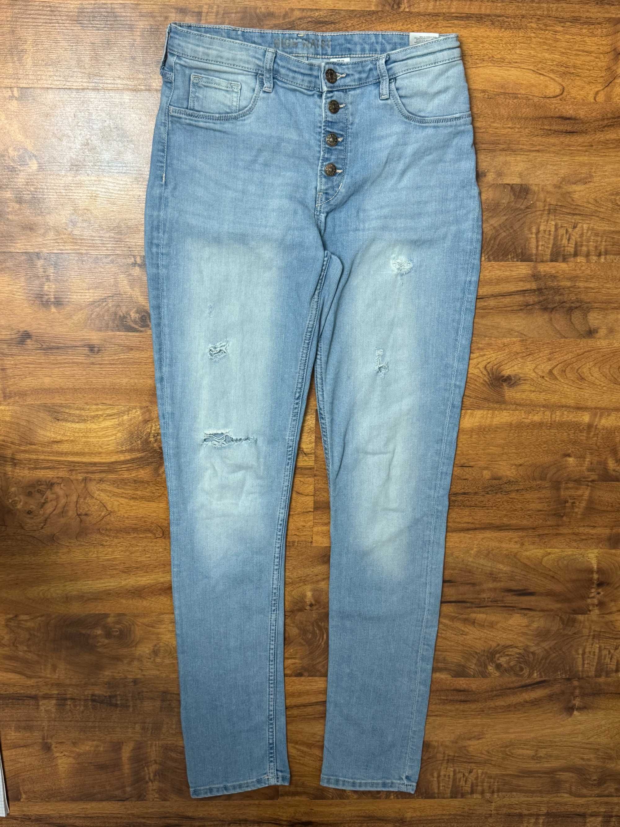 Spodnie jeansowe jeansy stretch skinny fit high waist HM rozmiar S 36