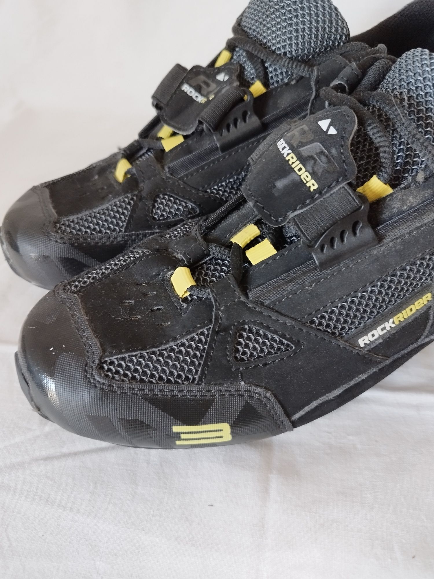 Sapatilhas ciclismo rockrider preto amarelo tamanho 43