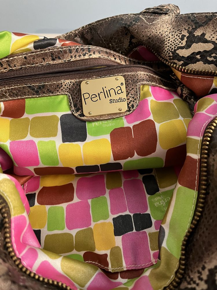 Perlina Duża torebka shopper a'la skóra wężowa