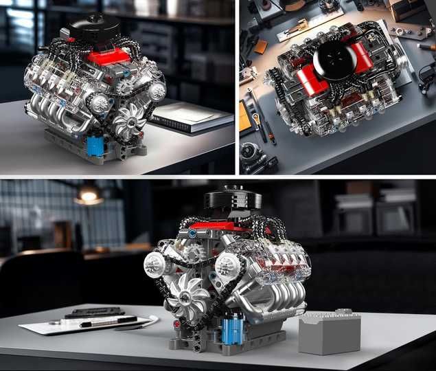 Klocki konstrukcyjne MOULD KING 10171 Silnik V8 ENGINE 487 elementów