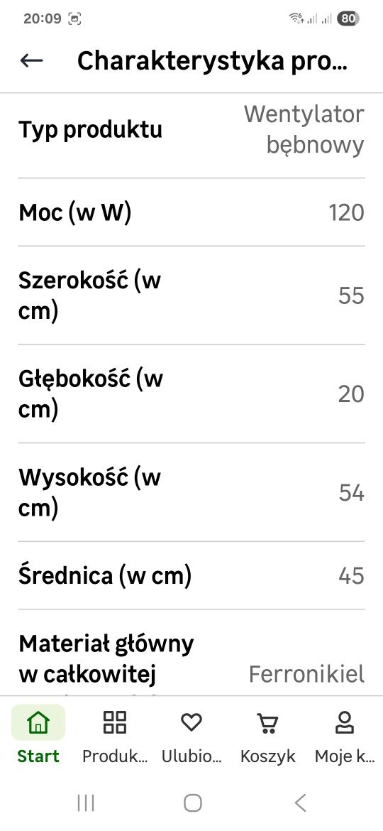 Wentylator  Podłogowy, 45cm, 120W, Idealny.