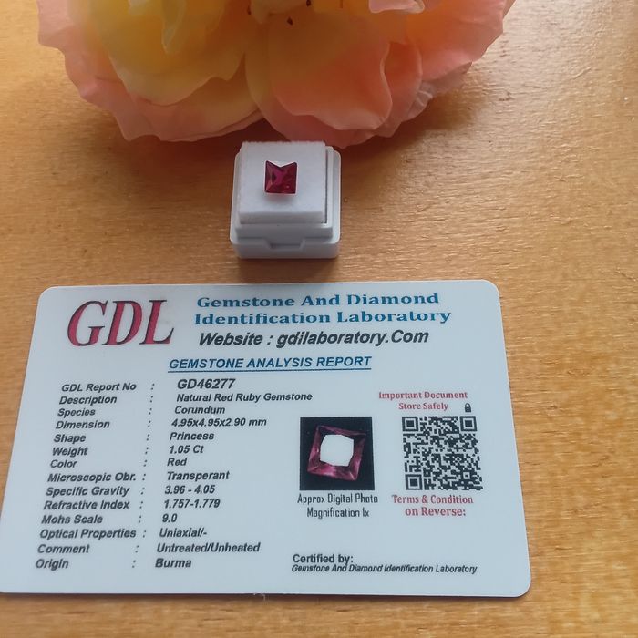 Rubi Natural  Certificado  1.05 Quilates