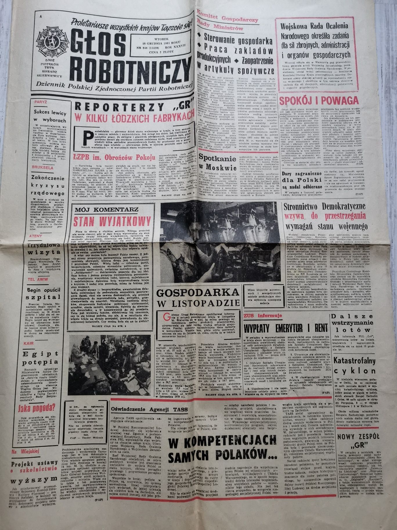 Głos robotniczy z 15 grudnia 1981 stare gazety prl