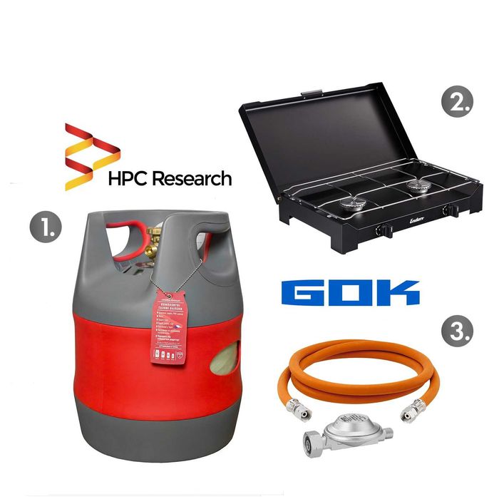 Газові комплекти: Композитний балон + плита + комплект підключення