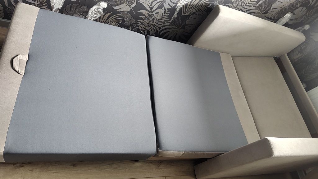 sofa jednoosobowa Bunio rozkładana z pojemnikiem szara