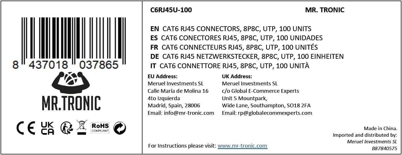 Ficha Conector Rj45 Cat 6 UTP para cabo de red Internet Wifi