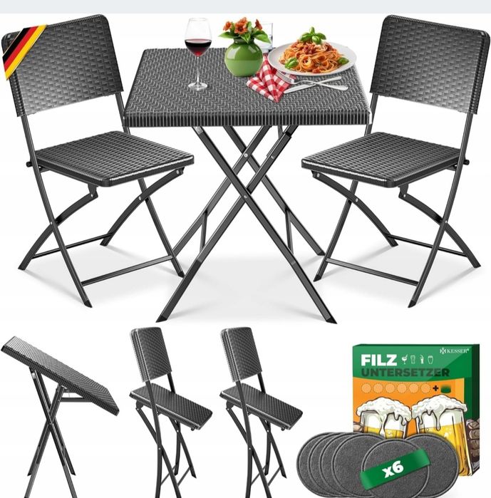 Zestaw mebli ogrodowych balkonowych stolik dwa krzesła