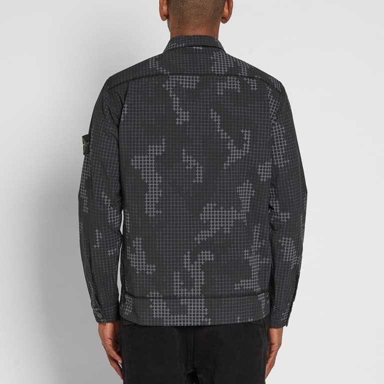 Сорочка STONE ISLAND 112E3 Ripstop Grid Camo Shirt Jacket Black