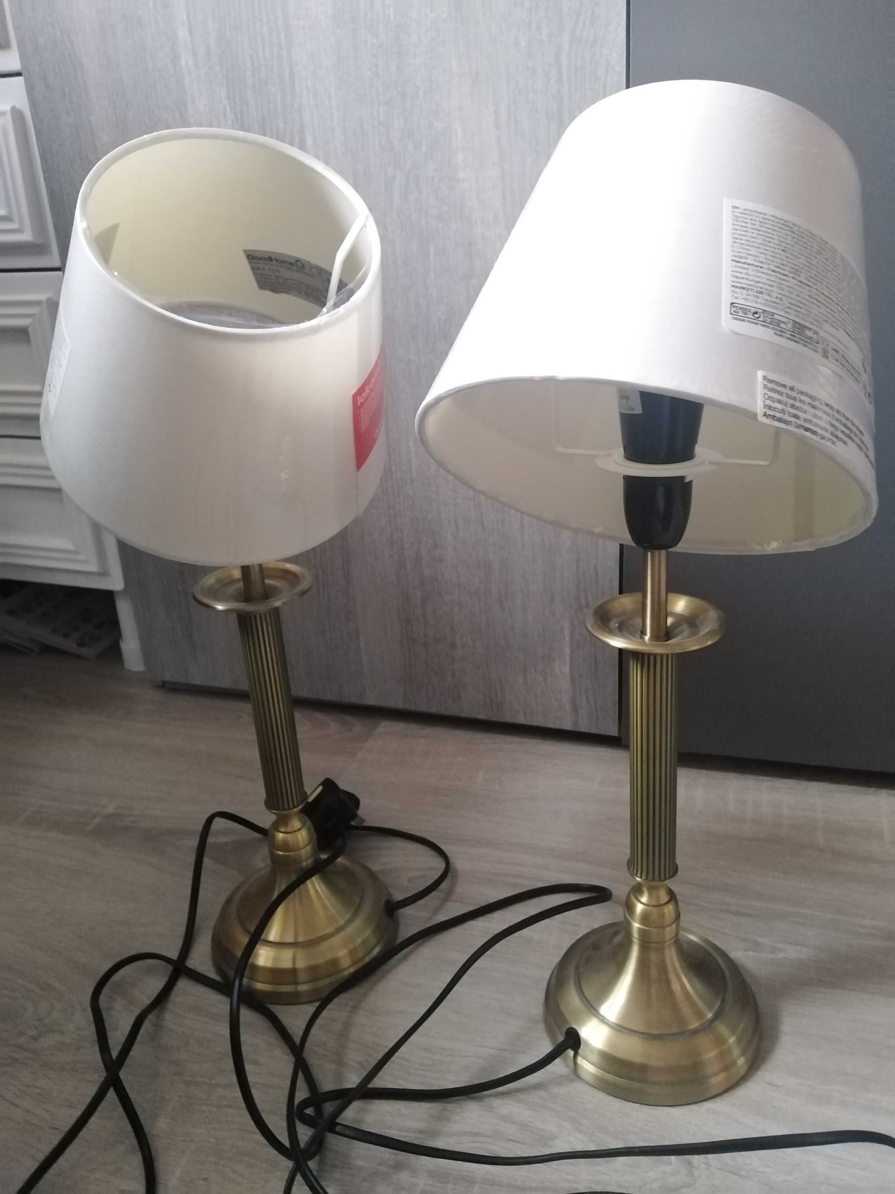 Stara lampa stołowa biały klosz, 2 sztuki