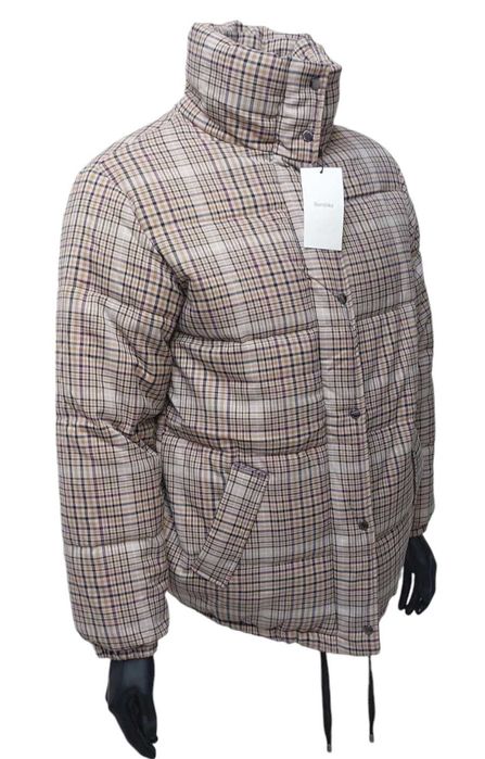 Brązowa kurtka puchowa w kratkę, R. S