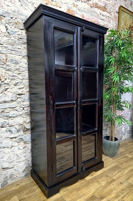 Stylowa witryna/regał z przeszklonymi drzwiami – elegancja i funkcjona