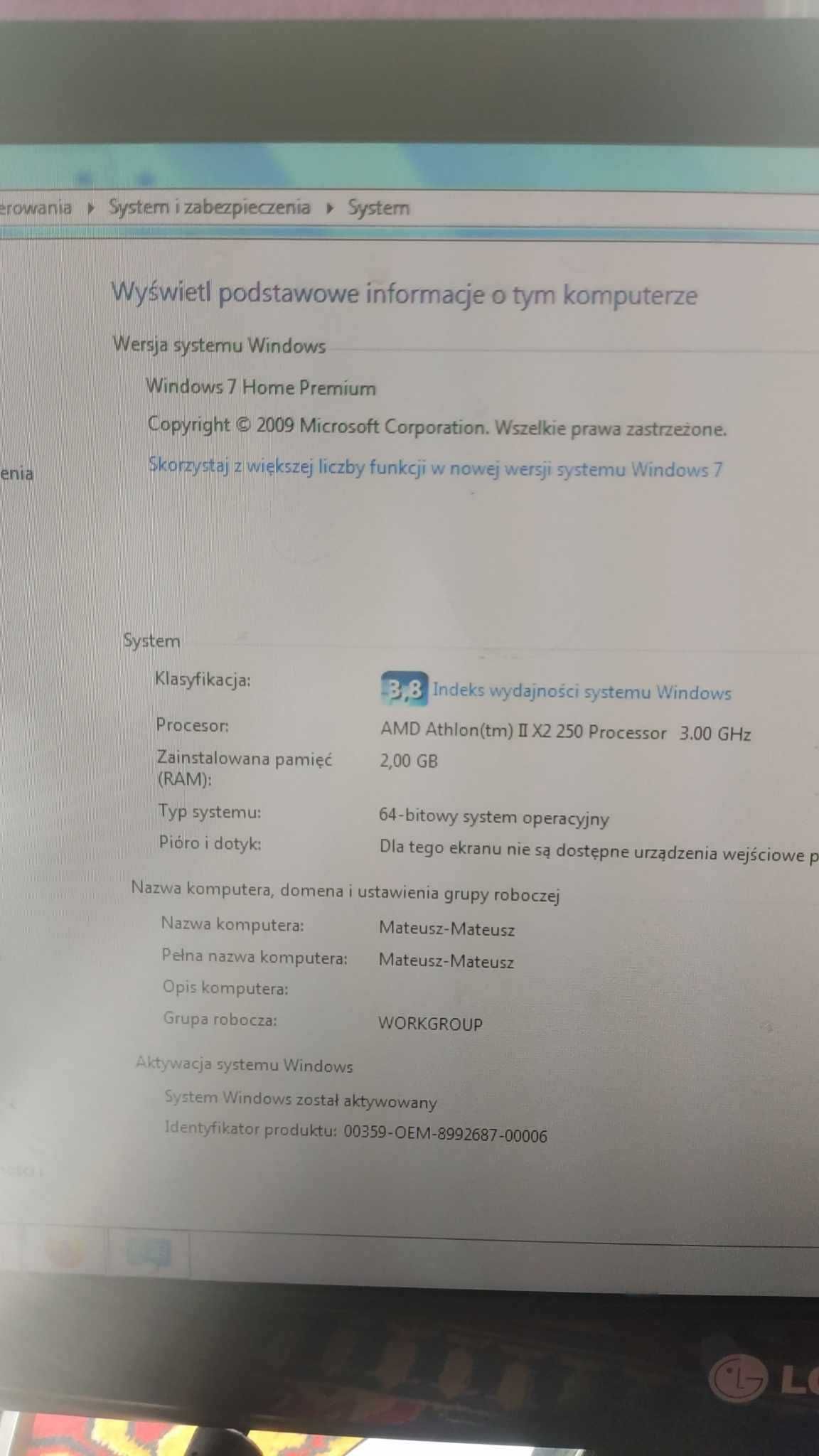 Stary komputer osobisty/biurowy z ok.2010 roku, windows 7 home premium