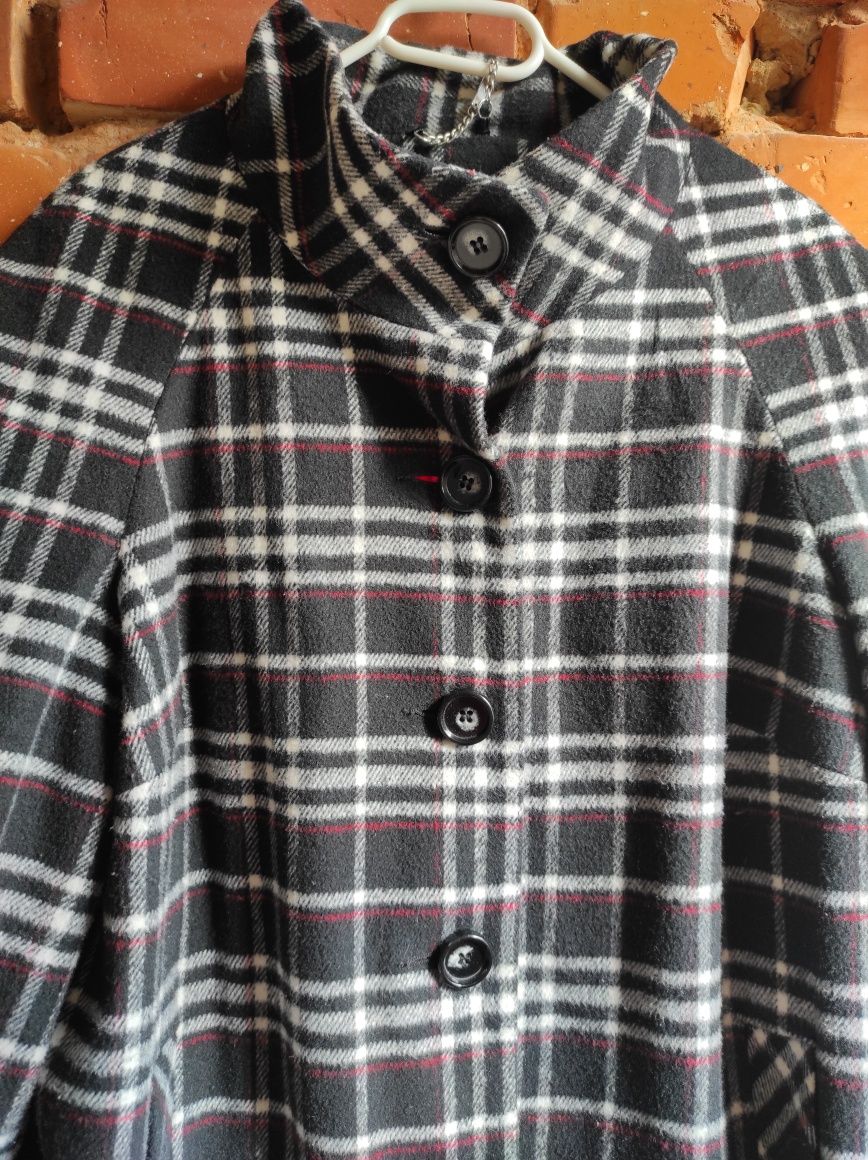 Płaszcz jesienny,wiosenny kratka, rękaw 3/4, stójka, 44/46 xxl xxxl