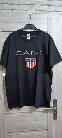 Gant czarny męski t-shirt nadruk XXL